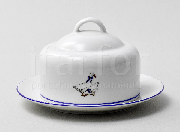 Butter dish Geese Sapphire