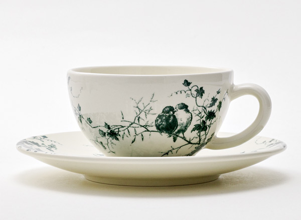 Cup and saucer tea LES OISEAUX GIEN Champagne