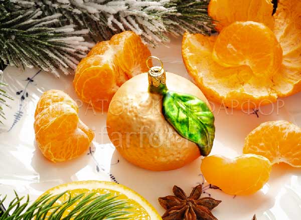 Елочная игрушка Ягоды и фрукты. Мандарин