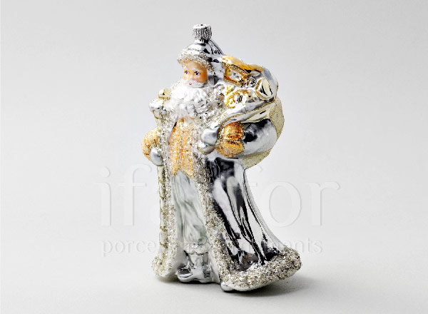 Елочная игрушка в подарочной коробке Дед Мороз в золотом жилете