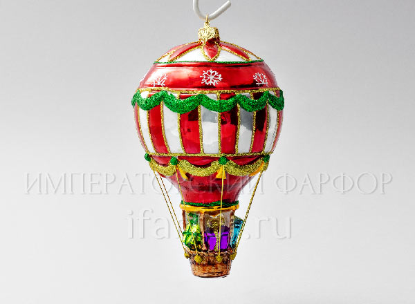 Елочная игрушка в подарочной коробке Воздушный шар с подарками