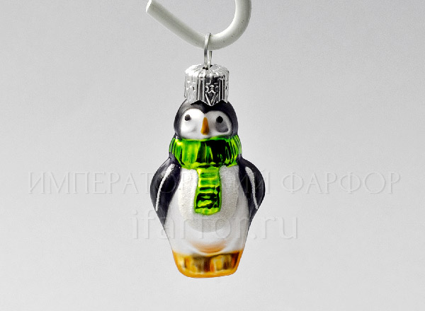 Christmas tree toy Penguin in a green scarf