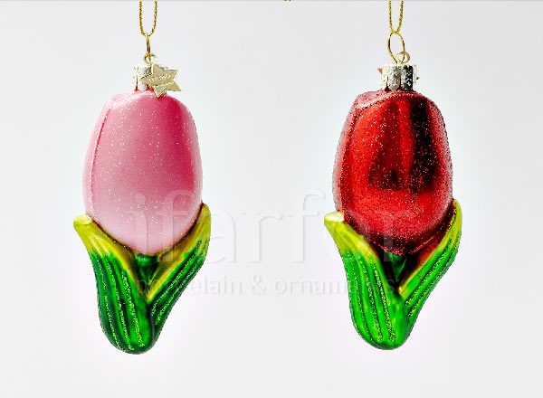 Set of Christmas tree toys in a gift box Set of 2-glass tulip 