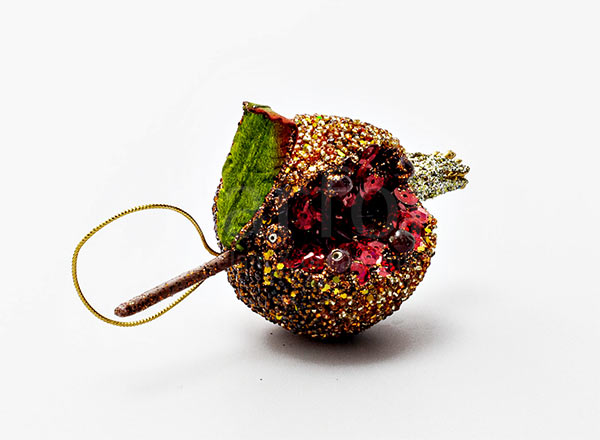 Christmas tree toy Golden garnet bead