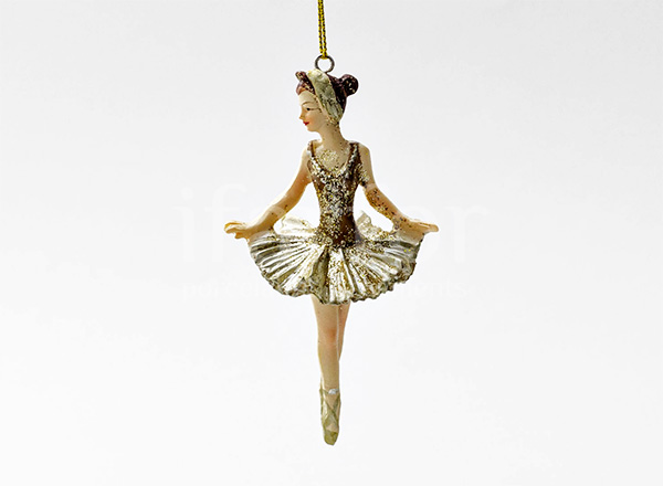 Christmas tree toy Ballerina in a golden tutu