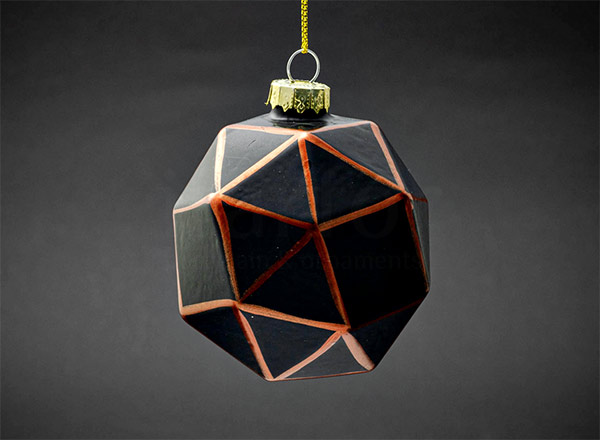 Christmas tree toy Christmas ball Polyhedron black with gold 2