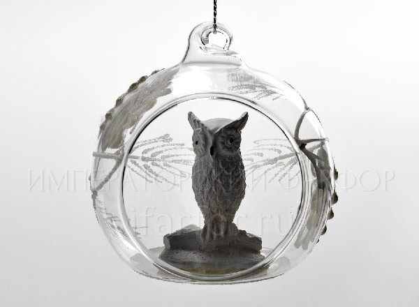 Елочная игрушка Сова в открытом шаре