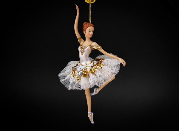 Christmas tree toy Ballerina in a silver tutu with lace 1