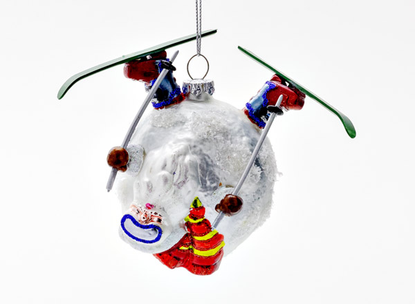 Елочная игрушка Снежный ком с Дедом Морозом