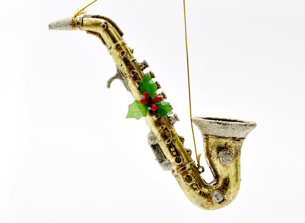 Christmas tree toy Musical instrument. Saxophone