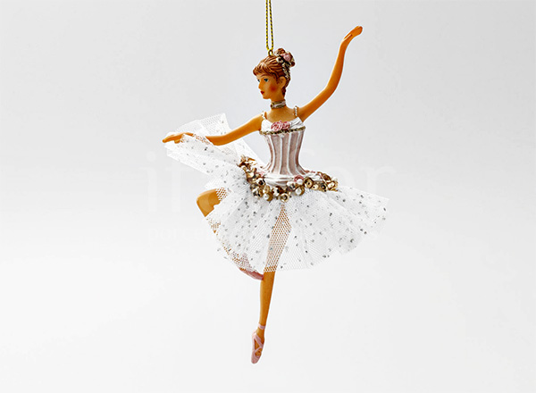 Christmas tree toy Ballerina in a dress with white lace 3