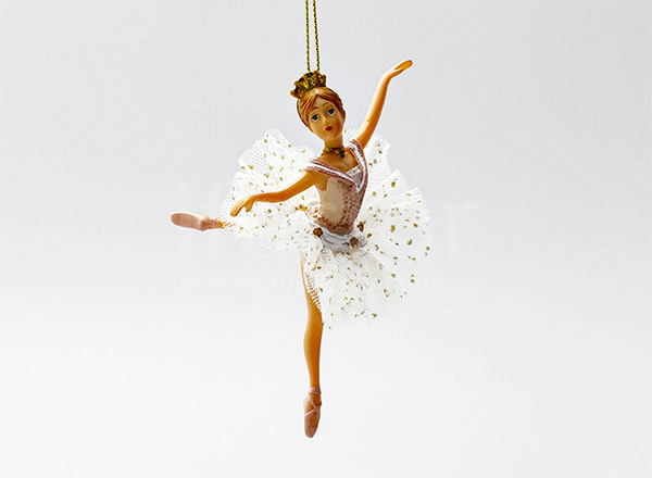 Christmas tree toy Princess ballerina in a dress with and pink lace