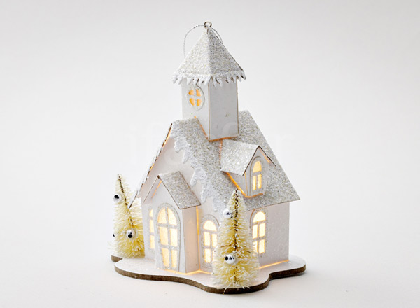 Christmas-tree decoration Snow-covered glowing house 1 LED