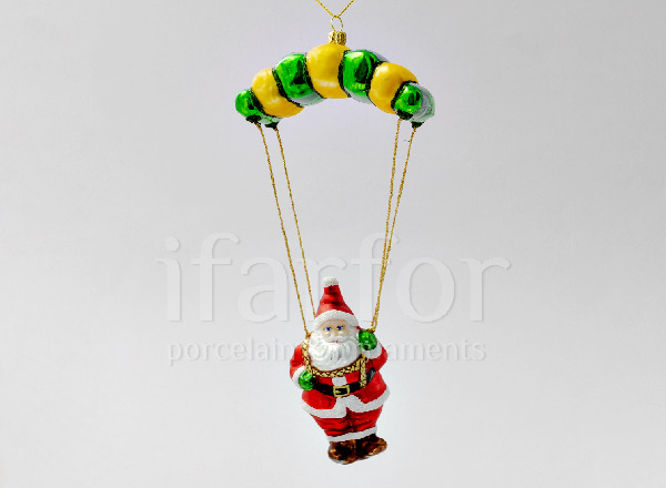 Christmas tree toy Santa Claus on a parachute