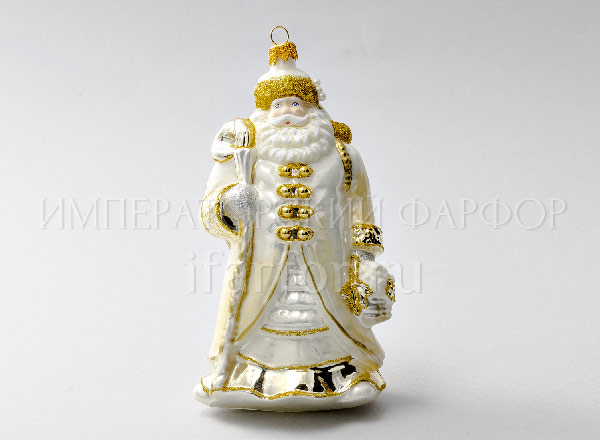 Елочная игрушка Дед Мороз с корзиной винограда