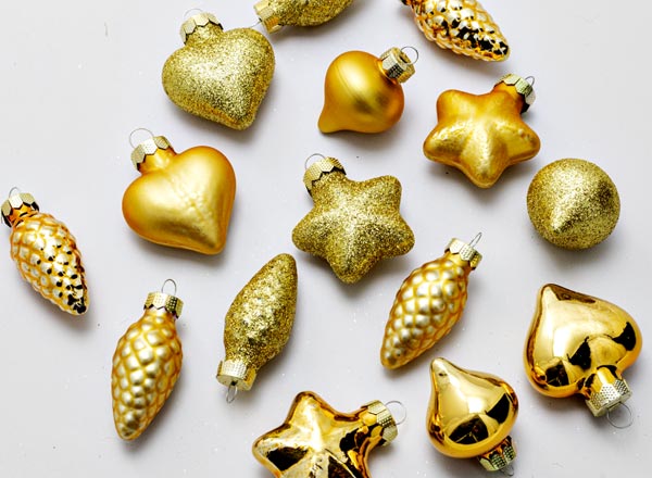Set of Christmas tree toys Inca gold 