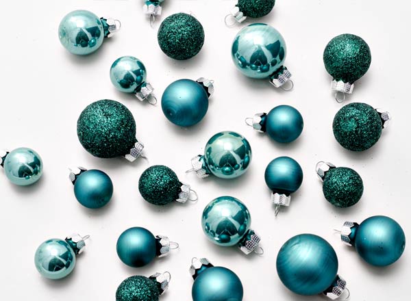Set of Christmas tree toys Dark emerald Christmas ball