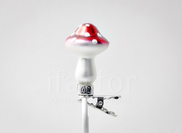 Christmas tree toy Mushrooms. Amanita with a low hat