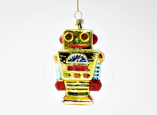 Елочная игрушка Робот золотистый