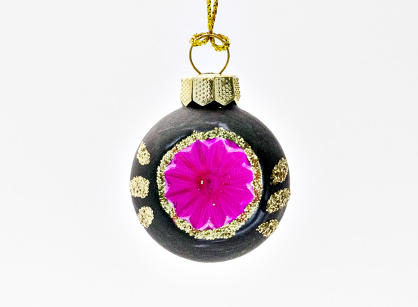 Christmas tree toy Mini reflector ball black and pink