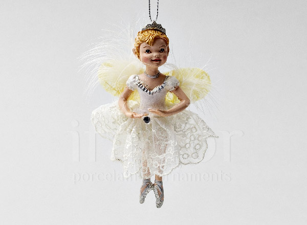 Christmas tree toy Little ballerina in a silver and white dress 1