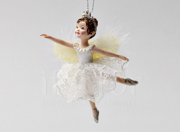 Christmas tree toy Little ballerina in a silver and white dress 2