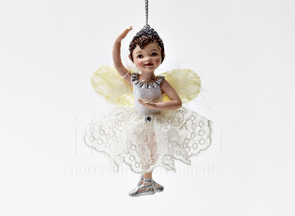 Christmas tree toy Little ballerina in a silver and white dress 3
