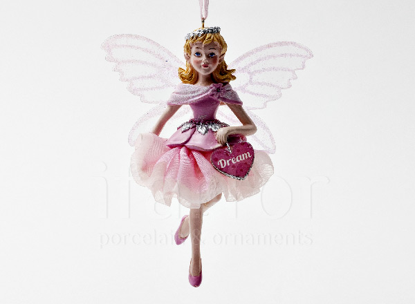 Christmas tree toy Fairy in pink with wings