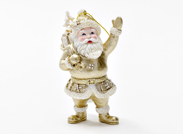 Елочная игрушка Дед Мороз в серебристо-белой шубе 1