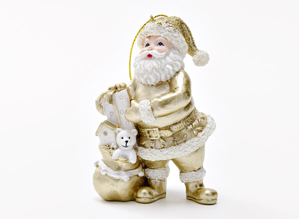 Елочная игрушка Дед Мороз в серебристо-белой шубе 2