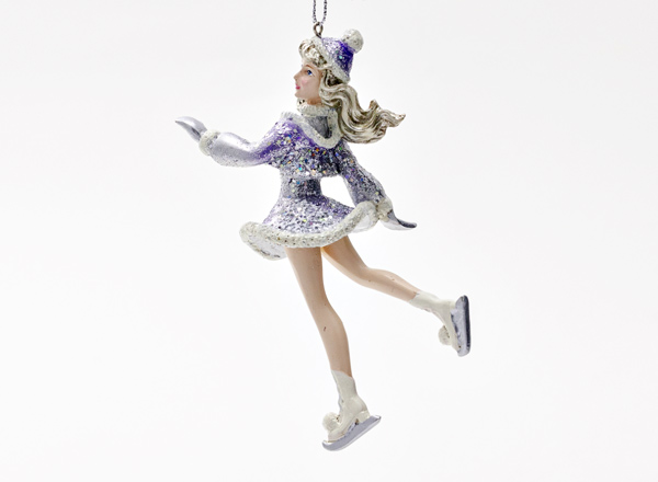 Christmas tree toy Girl on skates in a silver fur coat 2