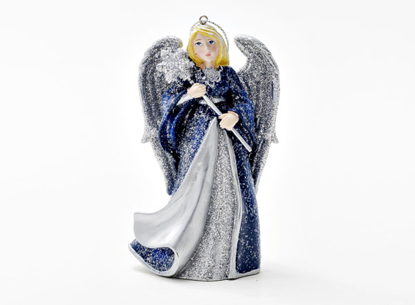 Елочная игрушка Вечерний ангел с серебристыми крыльями 1