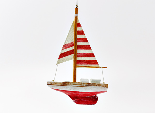 Christmas tree toy Sailboat striped red