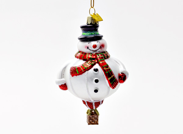 Елочная игрушка Воздушный шар-снеговик