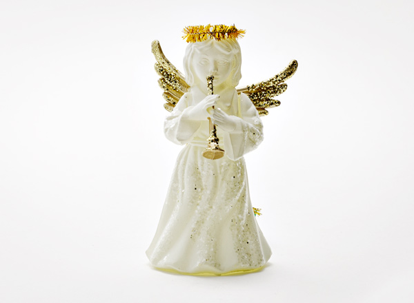 Christmas tree toy Angel with a pipe