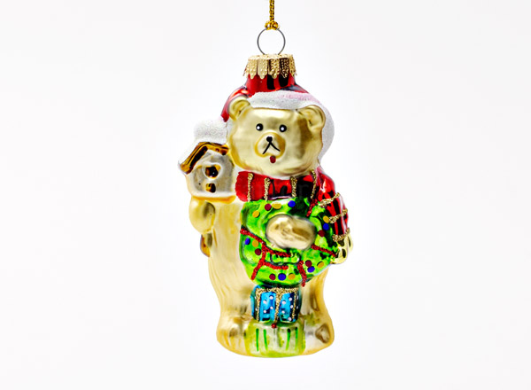 Christmas tree toy Teddy bear with birdhouse