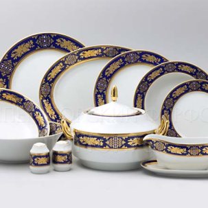 Сервиз столовый Золотая роза Кобальт 6/28 Луиза