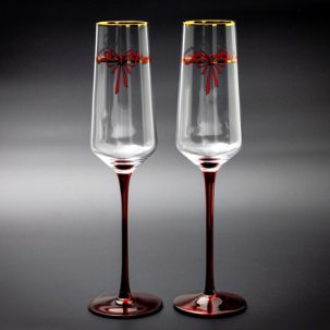Набор бокалов для шампанского в подарочной коробке Календа красный 2/2 Европейская