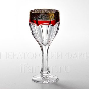 Бокал для вина 190мл Сафари Ассорти с золотой каймой (бордовый)