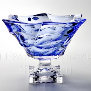 Ваза для фруктов на ножке Синий BOHEMIA TREASURY
