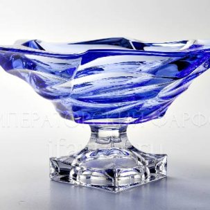 Ваза для фруктов на ножке Синий BOHEMIA TREASURY