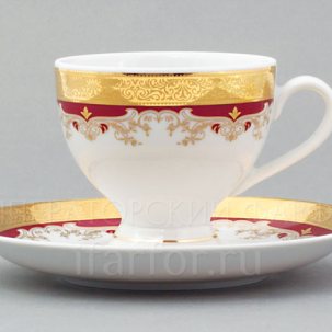 Чашка с блюдцем кофейная Красная лилия 1/2 Кристина