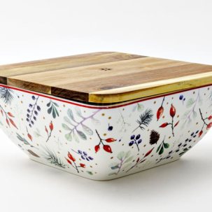 Салатник с деревянной крышкой в подарочной коробке Календа 1/2 Стандартная