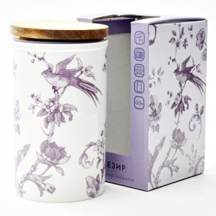 Банка с деревянной крышкой в подарочной коробке Monplaisir Violet Монплезир фиолетовый 1/2 Стандартная