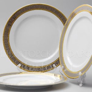 Набор тарелок столовый Широкий кант платина золото 6/6 Опал