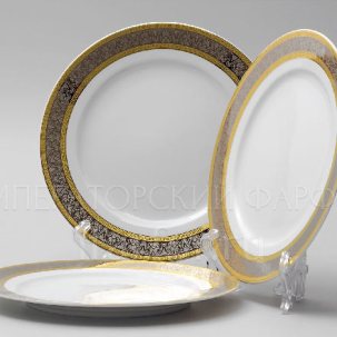 Набор тарелок столовый Широкий кант платина золото 6/6 Опал