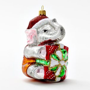 Елочная игрушка Слоник с подарком