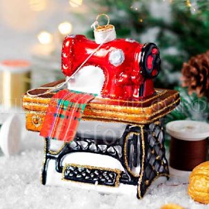 Елочная игрушка Швейная машина Красная