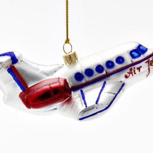 Елочная игрушка Самолет серебристый