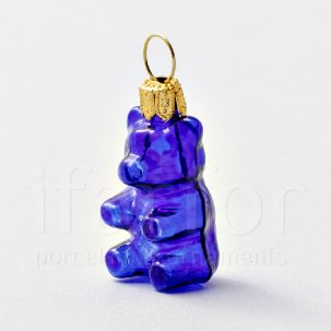 Елочная игрушка Леденцовый мишка (синий)